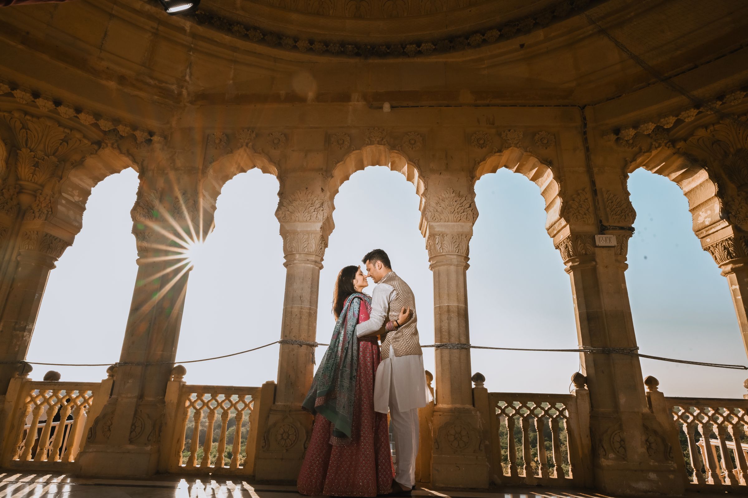 Romantic pre wedding shoot during golden hour