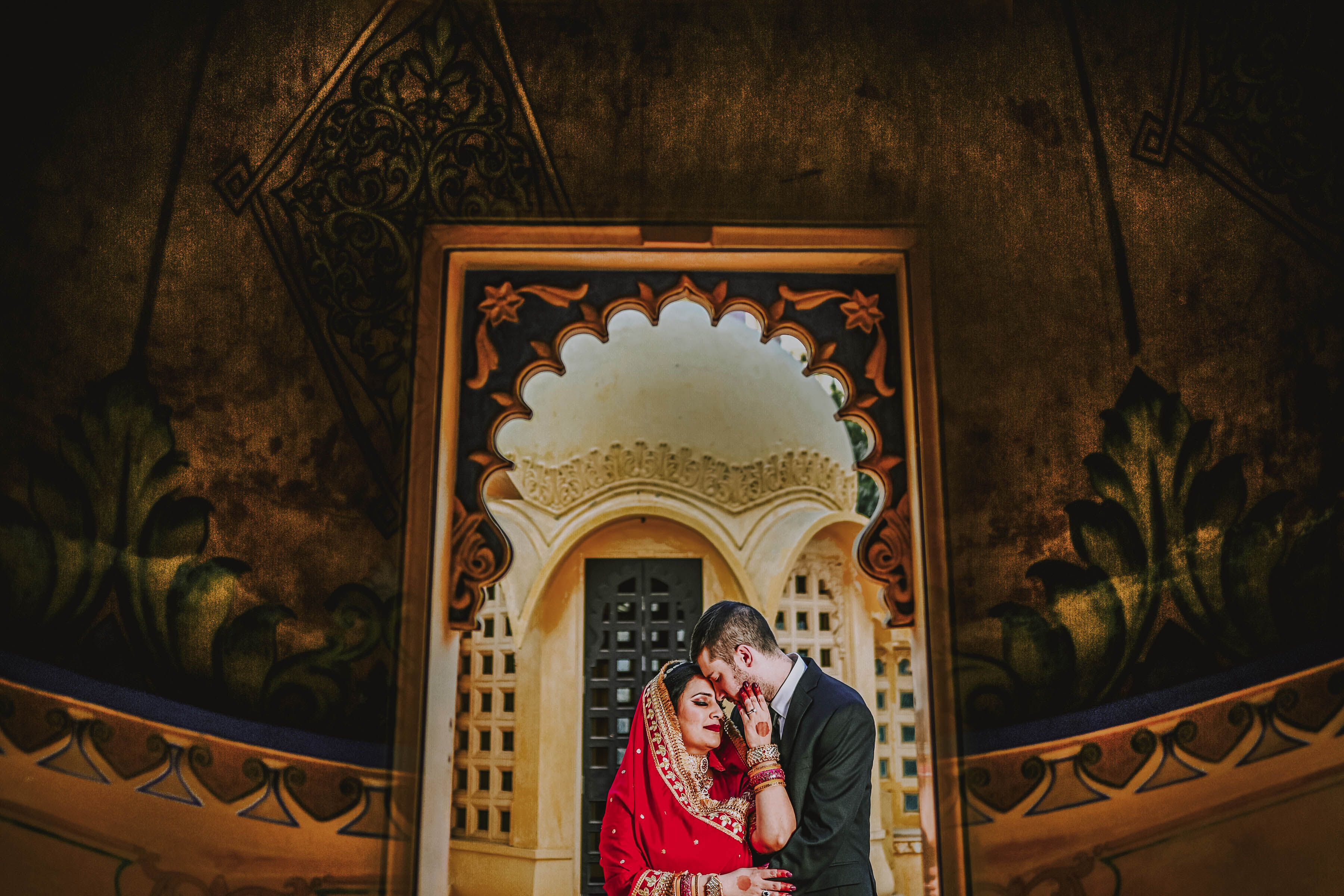 Couple portrait with golden hour backlight