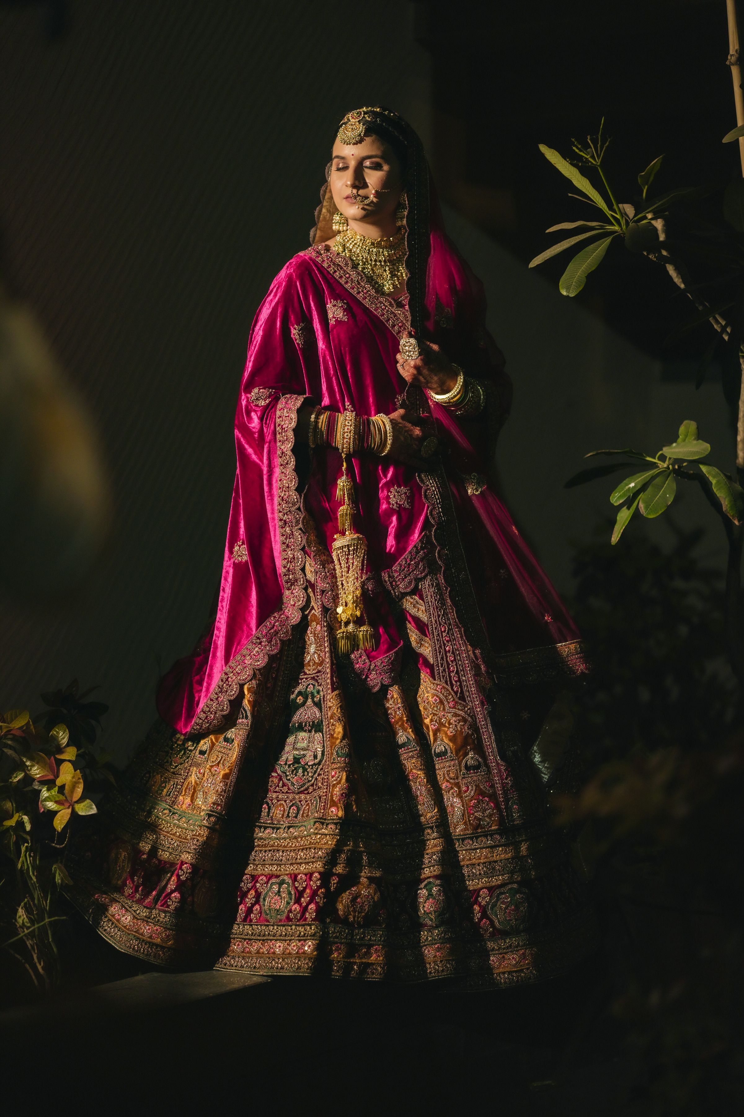 Bridal portrait with intricate jewelry and soft light