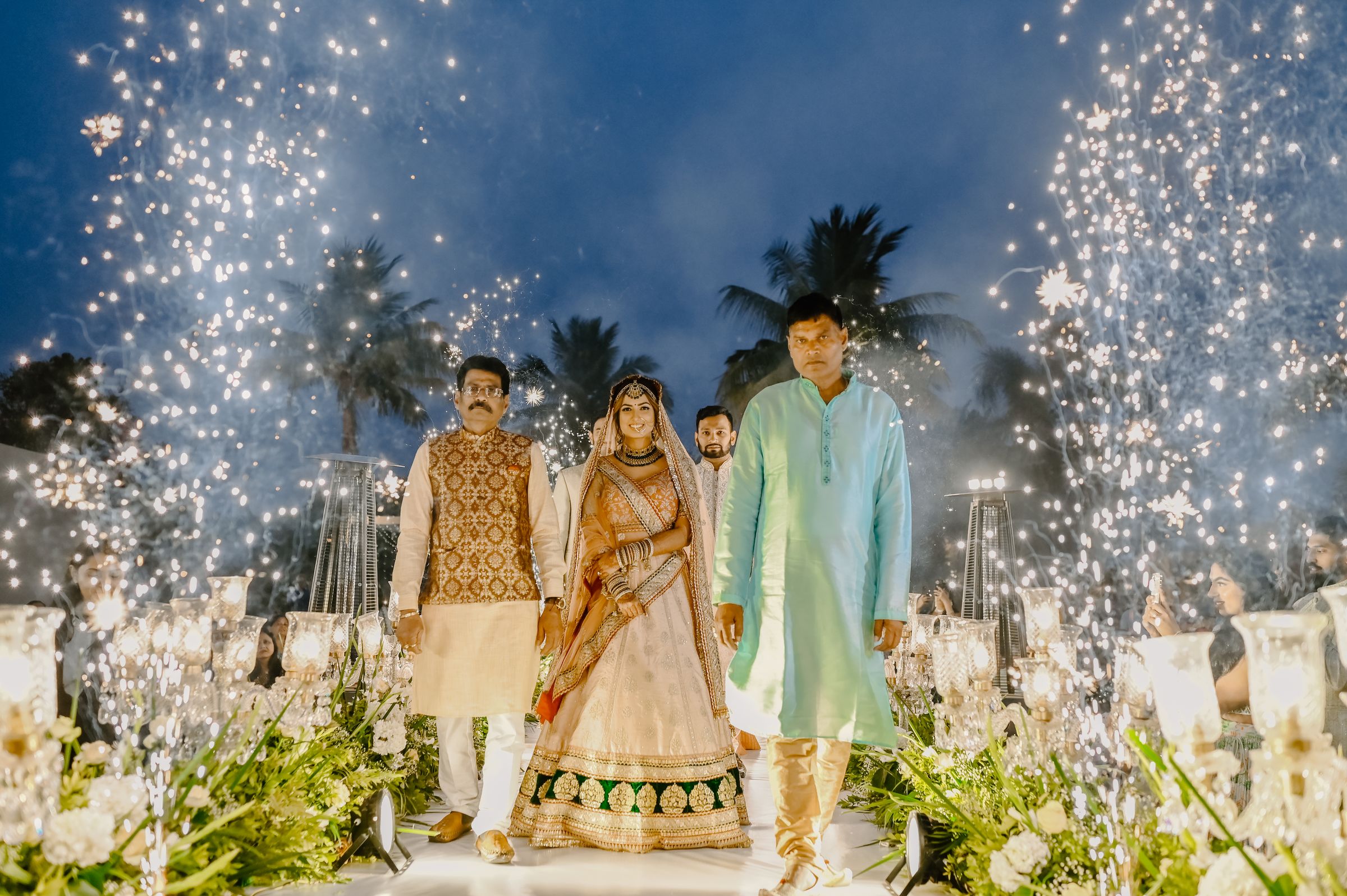 Evening ceremony illuminated by hanging lanterns